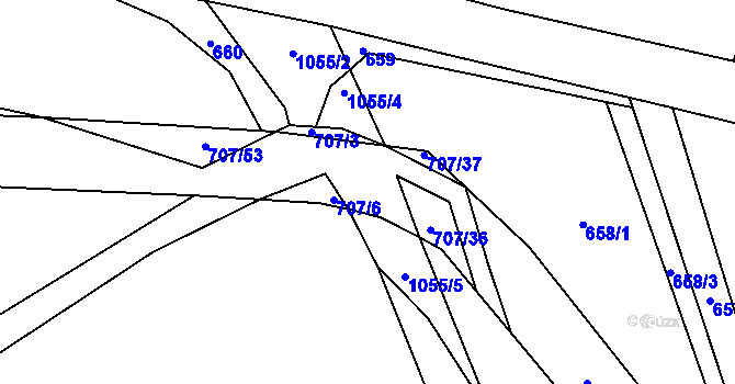 Parcela st. 707/35 v KÚ Křešice u Litoměřic, Katastrální mapa