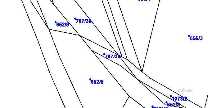 Parcela st. 707/39 v KÚ Křešice u Litoměřic, Katastrální mapa