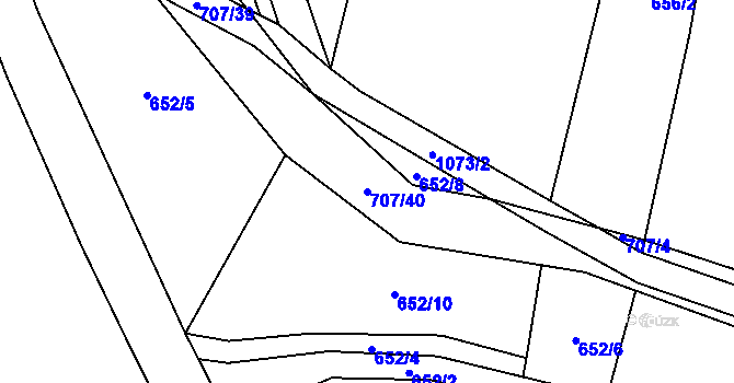 Parcela st. 707/40 v KÚ Křešice u Litoměřic, Katastrální mapa
