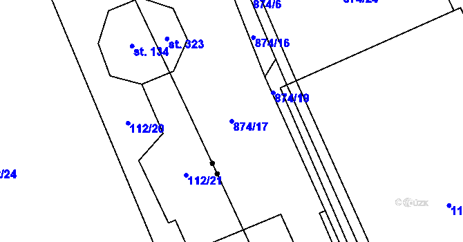 Parcela st. 874/17 v KÚ Křešice u Litoměřic, Katastrální mapa