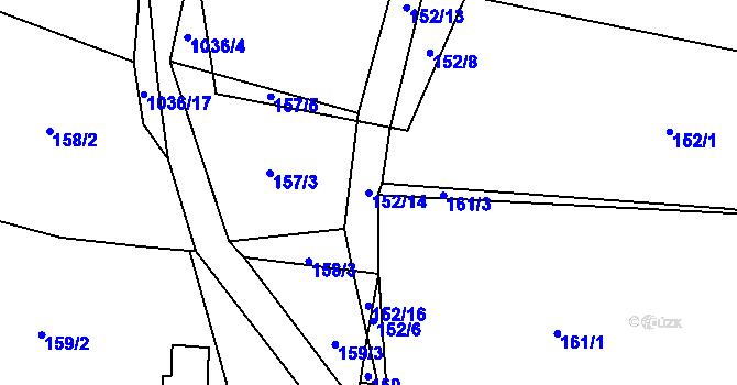 Parcela st. 152/14 v KÚ Křešice u Litoměřic, Katastrální mapa