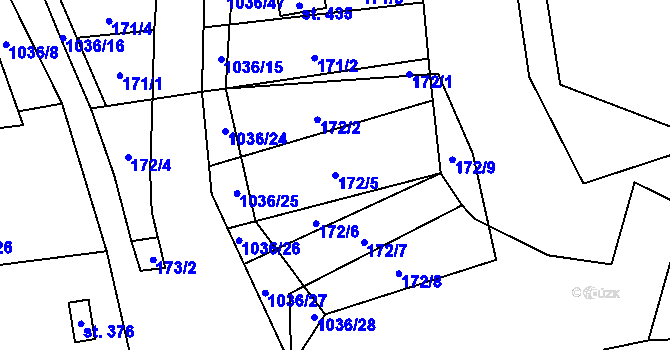 Parcela st. 172/5 v KÚ Křešice u Litoměřic, Katastrální mapa