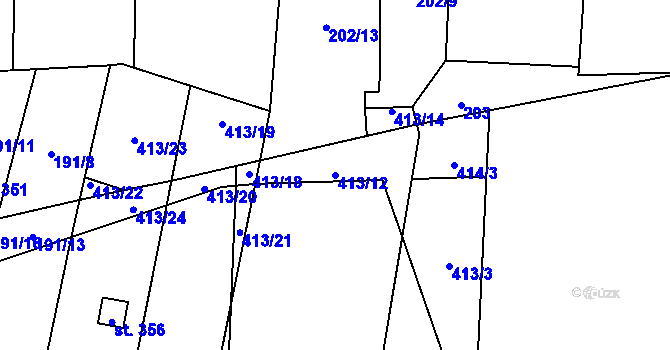 Parcela st. 413/12 v KÚ Křešice u Litoměřic, Katastrální mapa