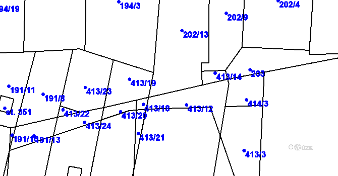 Parcela st. 413/13 v KÚ Křešice u Litoměřic, Katastrální mapa