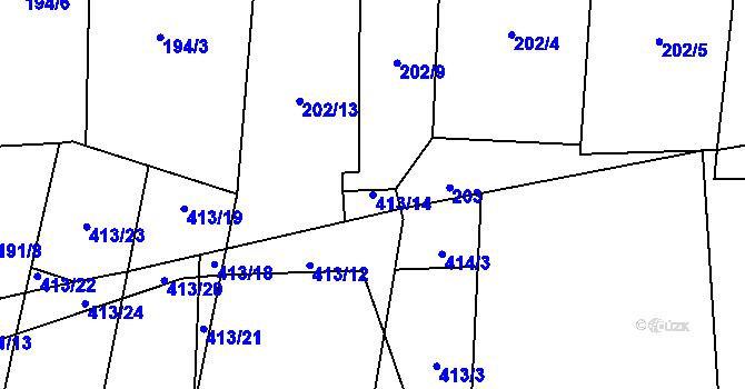 Parcela st. 413/14 v KÚ Křešice u Litoměřic, Katastrální mapa