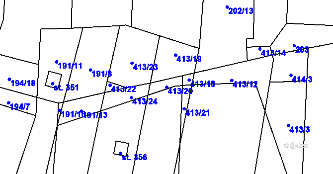 Parcela st. 413/20 v KÚ Křešice u Litoměřic, Katastrální mapa