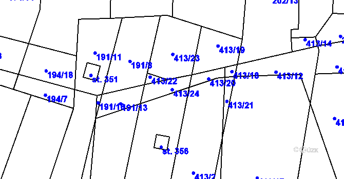 Parcela st. 413/24 v KÚ Křešice u Litoměřic, Katastrální mapa