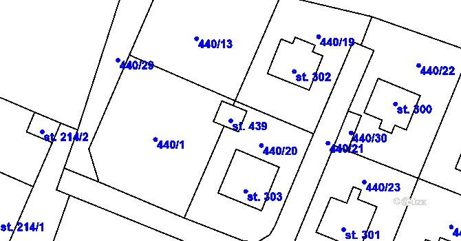 Parcela st. 439 v KÚ Křešice u Litoměřic, Katastrální mapa