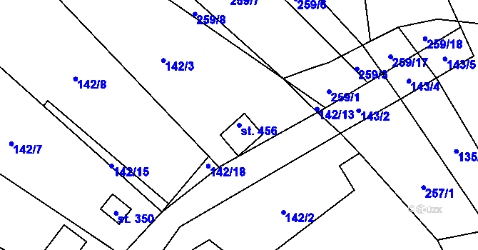 Parcela st. 456 v KÚ Křešice u Litoměřic, Katastrální mapa