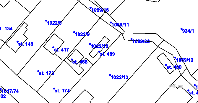 Parcela st. 469 v KÚ Křešice u Litoměřic, Katastrální mapa