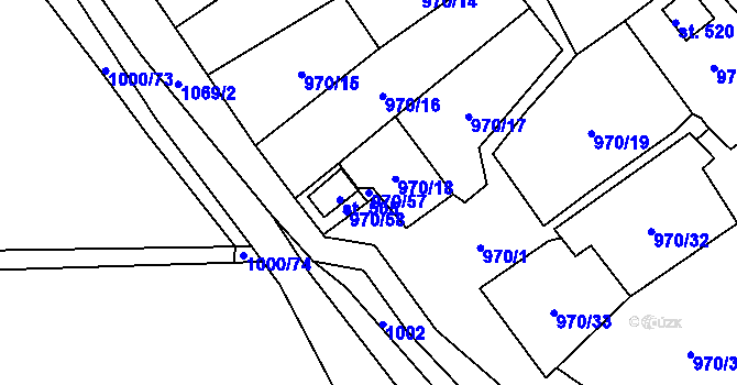 Parcela st. 970/57 v KÚ Křešice u Litoměřic, Katastrální mapa