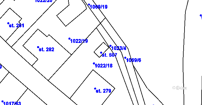 Parcela st. 507 v KÚ Křešice u Litoměřic, Katastrální mapa
