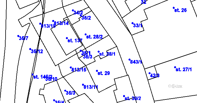 Parcela st. 28/1 v KÚ Nučnice, Katastrální mapa