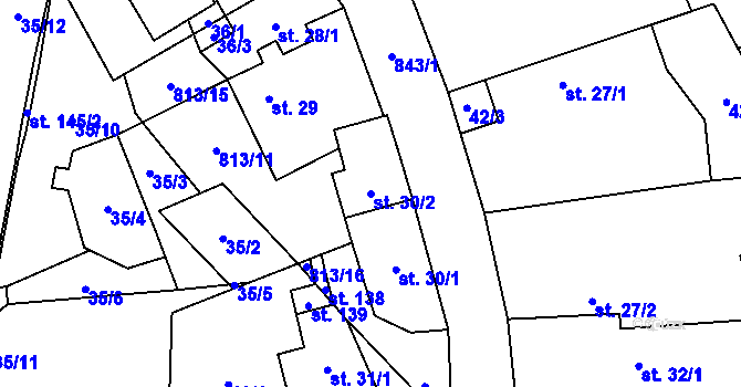 Parcela st. 30/2 v KÚ Nučnice, Katastrální mapa