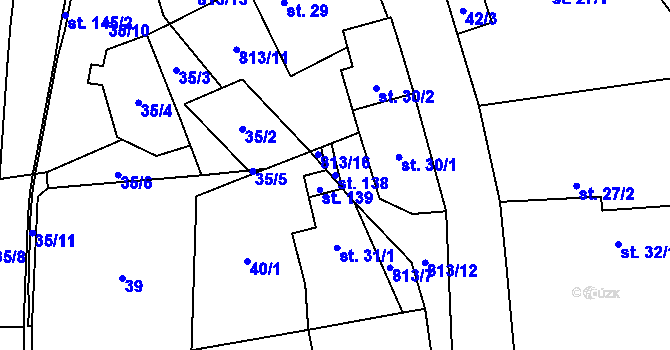 Parcela st. 138 v KÚ Nučnice, Katastrální mapa