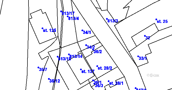 Parcela st. 34/2 v KÚ Nučnice, Katastrální mapa