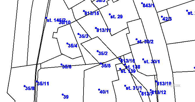 Parcela st. 35/2 v KÚ Nučnice, Katastrální mapa