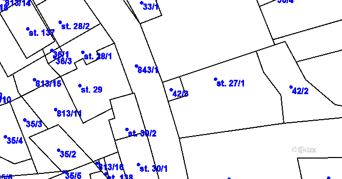 Parcela st. 42/3 v KÚ Nučnice, Katastrální mapa