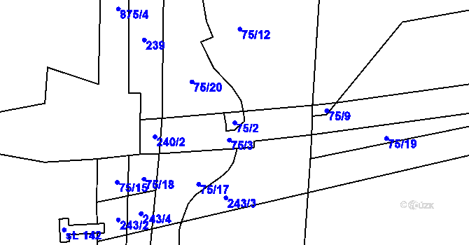 Parcela st. 75/2 v KÚ Nučnice, Katastrální mapa