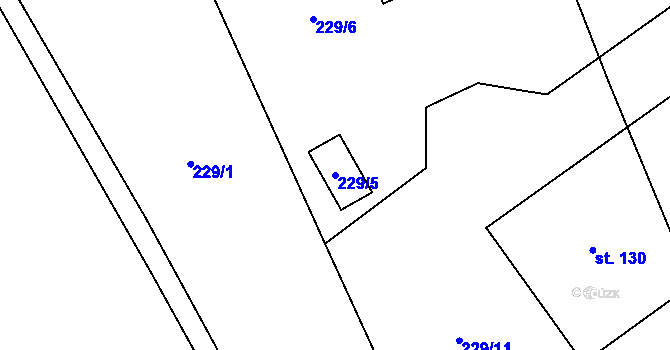 Parcela st. 229/5 v KÚ Nučnice, Katastrální mapa