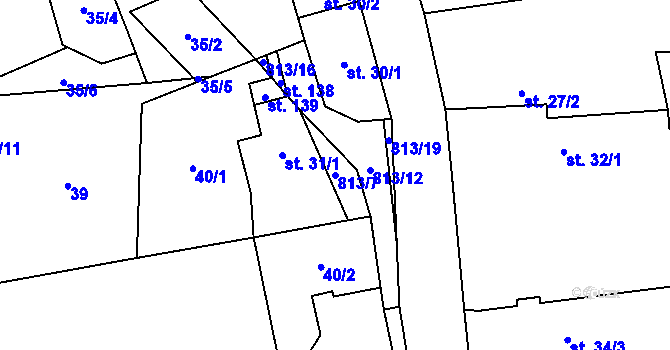 Parcela st. 813/7 v KÚ Nučnice, Katastrální mapa