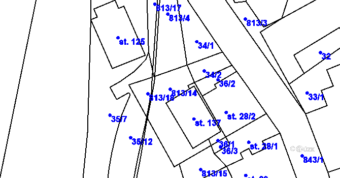 Parcela st. 813/14 v KÚ Nučnice, Katastrální mapa