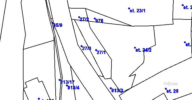 Parcela st. 27/1 v KÚ Nučnice, Katastrální mapa