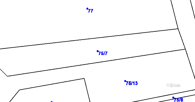 Parcela st. 75/7 v KÚ Nučnice, Katastrální mapa