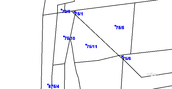Parcela st. 75/11 v KÚ Nučnice, Katastrální mapa