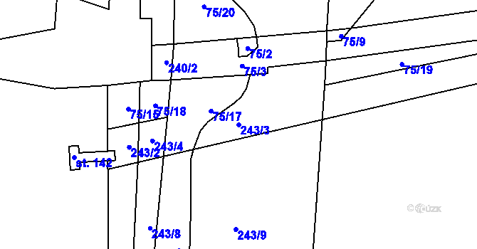 Parcela st. 243/3 v KÚ Nučnice, Katastrální mapa