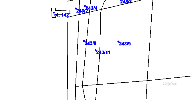 Parcela st. 243/11 v KÚ Nučnice, Katastrální mapa