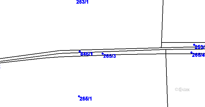 Parcela st. 265/3 v KÚ Nučnice, Katastrální mapa