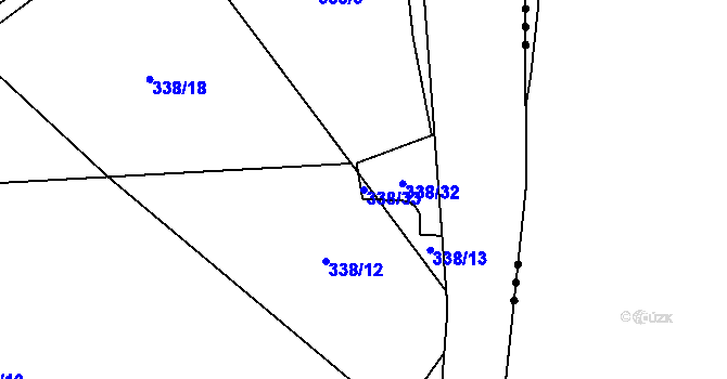 Parcela st. 338/33 v KÚ Nučnice, Katastrální mapa