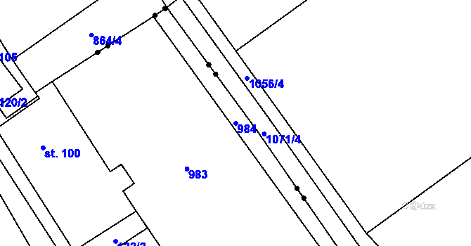 Parcela st. 984 v KÚ Nučnice, Katastrální mapa