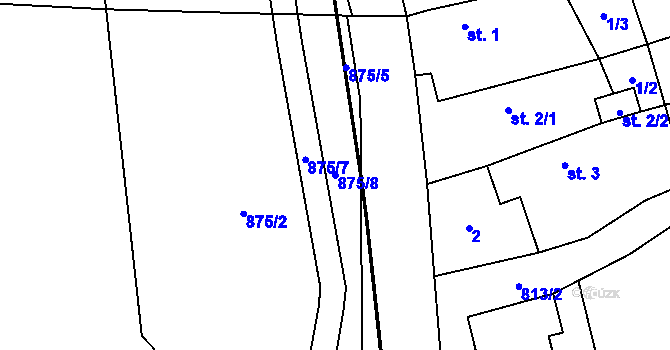 Parcela st. 875/8 v KÚ Nučnice, Katastrální mapa