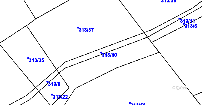 Parcela st. 313/10 v KÚ Křešín, Katastrální mapa