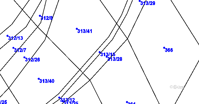 Parcela st. 313/15 v KÚ Křešín, Katastrální mapa