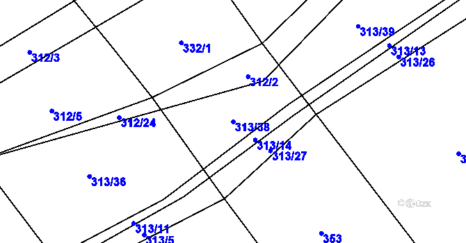 Parcela st. 313/38 v KÚ Křešín, Katastrální mapa