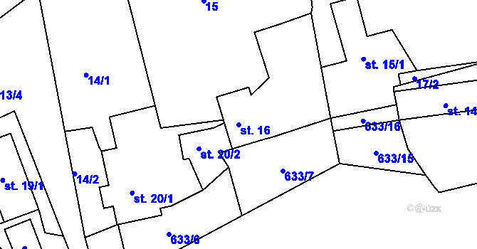 Parcela st. 16 v KÚ Křešín, Katastrální mapa