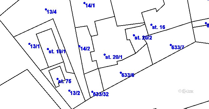 Parcela st. 20/1 v KÚ Křešín, Katastrální mapa
