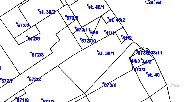 Parcela st. 39/1 v KÚ Křešín, Katastrální mapa