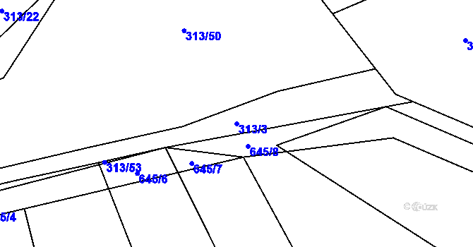 Parcela st. 313/3 v KÚ Křešín, Katastrální mapa
