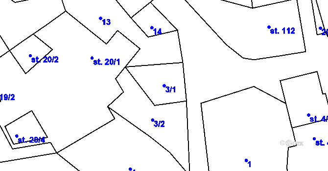 Parcela st. 3/1 v KÚ Kramolín u Křešína, Katastrální mapa