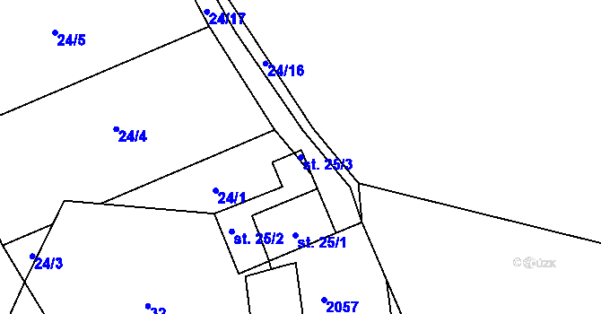 Parcela st. 25/3 v KÚ Kramolín u Křešína, Katastrální mapa