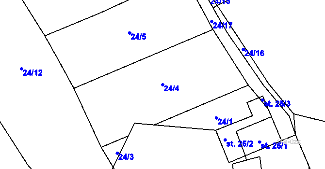 Parcela st. 24/4 v KÚ Kramolín u Křešína, Katastrální mapa