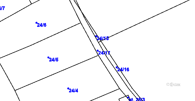 Parcela st. 24/17 v KÚ Kramolín u Křešína, Katastrální mapa