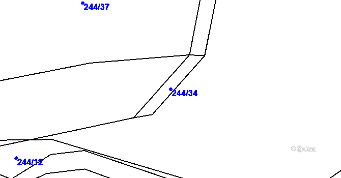 Parcela st. 244/34 v KÚ Kramolín u Křešína, Katastrální mapa