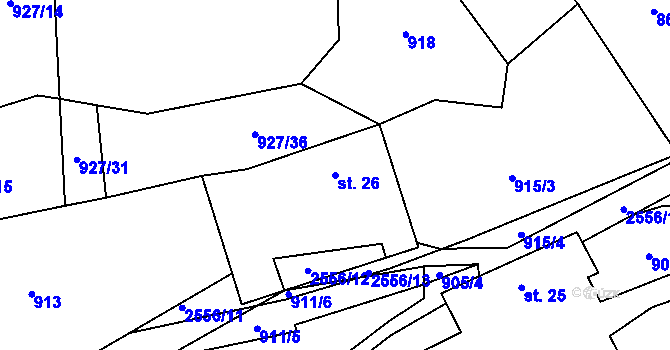 Parcela st. 26 v KÚ Křešín u Pacova, Katastrální mapa