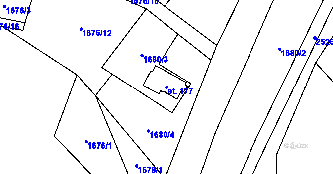 Parcela st. 177 v KÚ Křešín u Pacova, Katastrální mapa