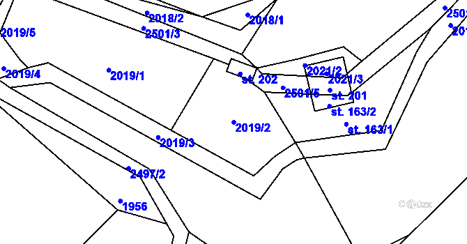 Parcela st. 2019/2 v KÚ Křešín u Pacova, Katastrální mapa